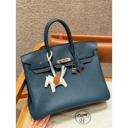 에르메스 Hermes Birkin 35cm Togo S4 Deep Blue/silver
