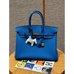 에르메스 Hermes Birkin 35cm Togo T7 Blue Hydra/gold
