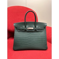 에르메스 Hermes Birkin 35cm Niloticus 60 Vert cypress/silver