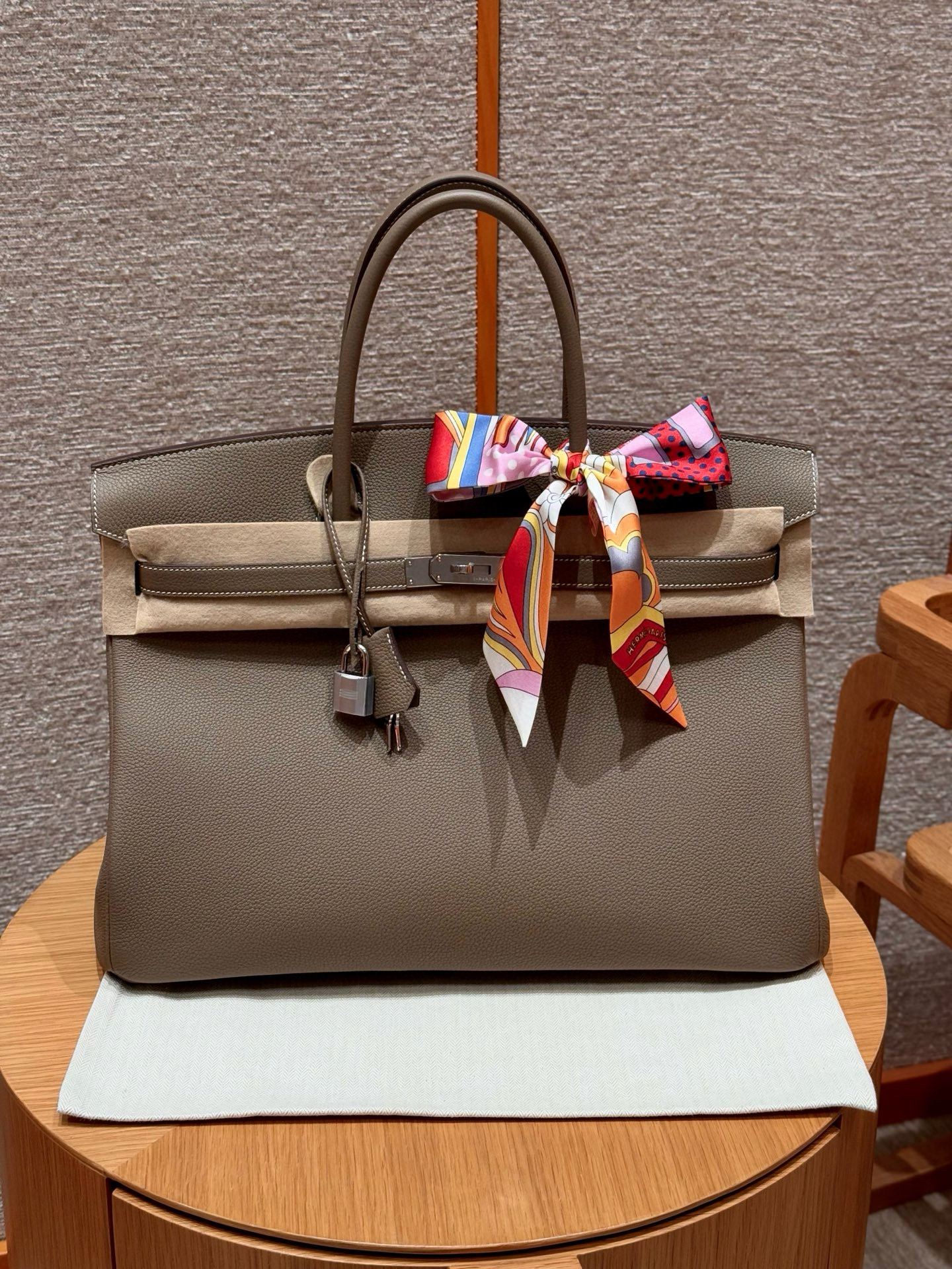 에르메스 Hermes Birkin 40cm Togo 18 Etoupe/silver