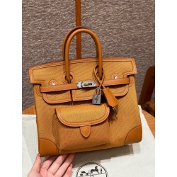 에르메스 Hermes Birkin Cargo 25cm Canvas and Swift 2S Sesame/silver