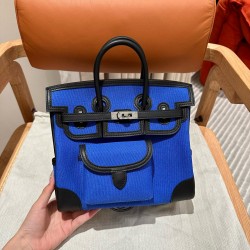 에르메스 Hermes Birkin Cargo 25cm Canvas and Swift 7T Blue electric/silver