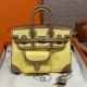에르메스 Hermes Birkin Cargo 25cm Canvas and Swift 9R Lime and 0M Chai/silver