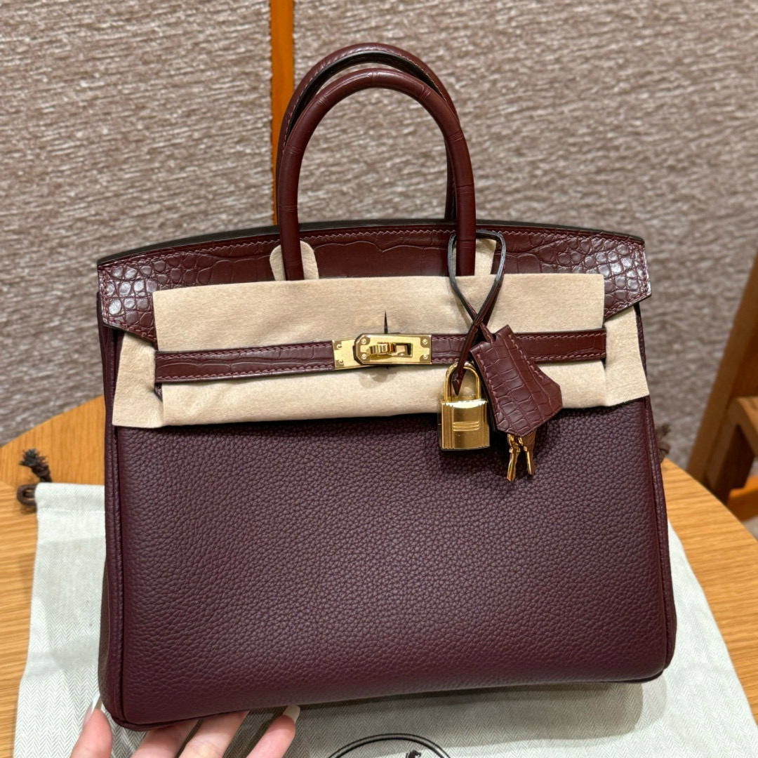 에르메스 Hermes Birkin Touch 25cm Togo and Matte Alligator 0G Rouge seller/gold