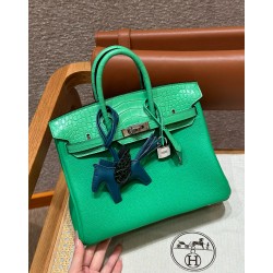 에르메스 Hermes Birkin Touch 25cm Togo and Matte Alligator 0T Vert comics/silver