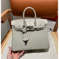 에르메스 Hermes Birkin Touch 25cm Togo and Matte Alligator 80 Gris Perle/silver