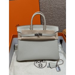 에르메스 Hermes Birkin Touch 25cm Togo and Matte America crocodile 80 Girs Perle/silver
