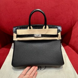 에르메스 Hermes Birkin Touch 25cm Togo and Niloticus 89 Noir/silver