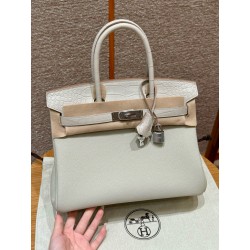 에르메스 Hermes Birkin Touch 30cm Togo and Matte Alligator 8L Beton/silver