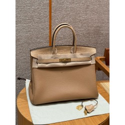 에르메스 Hermes Birkin Touch 35cm Togo and Matte Alligator 0M Chai/gold