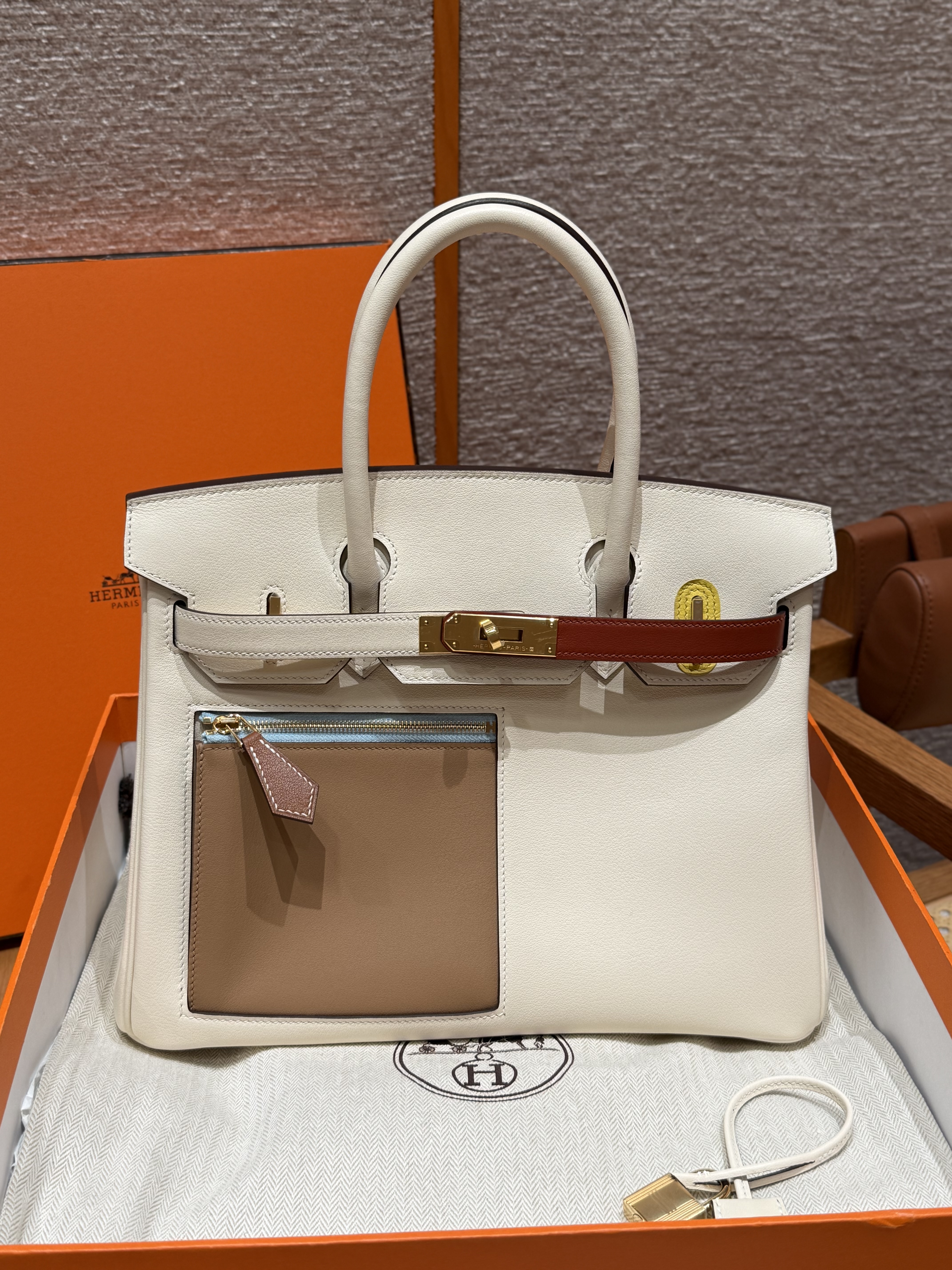 에르메스 Hermes Birkin Colormatic 30cm Swift i2 Nata/gold