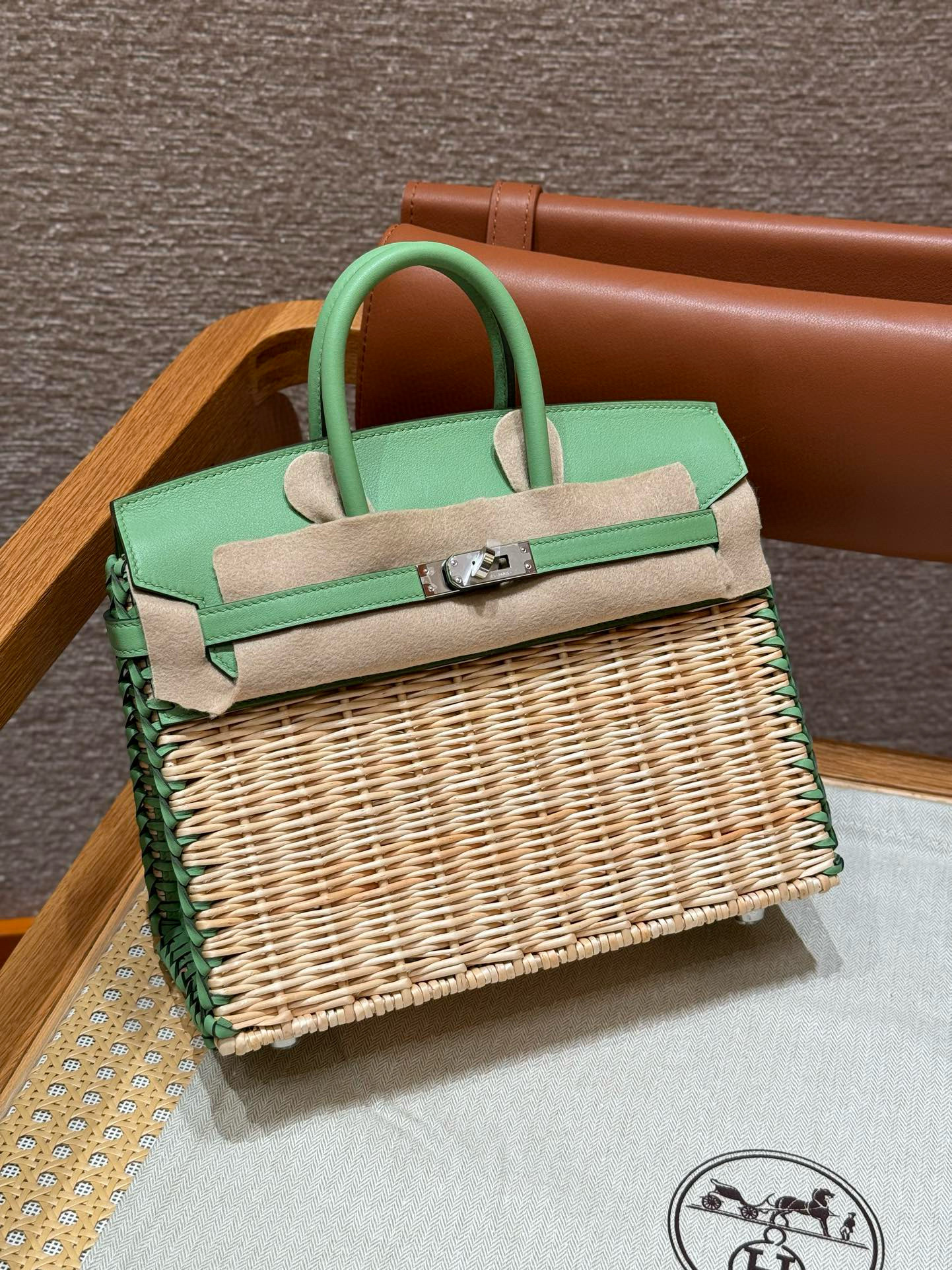 에르메스 Hermes Birkin Picnic 25cm Swift 3i Vert Criquet/silver