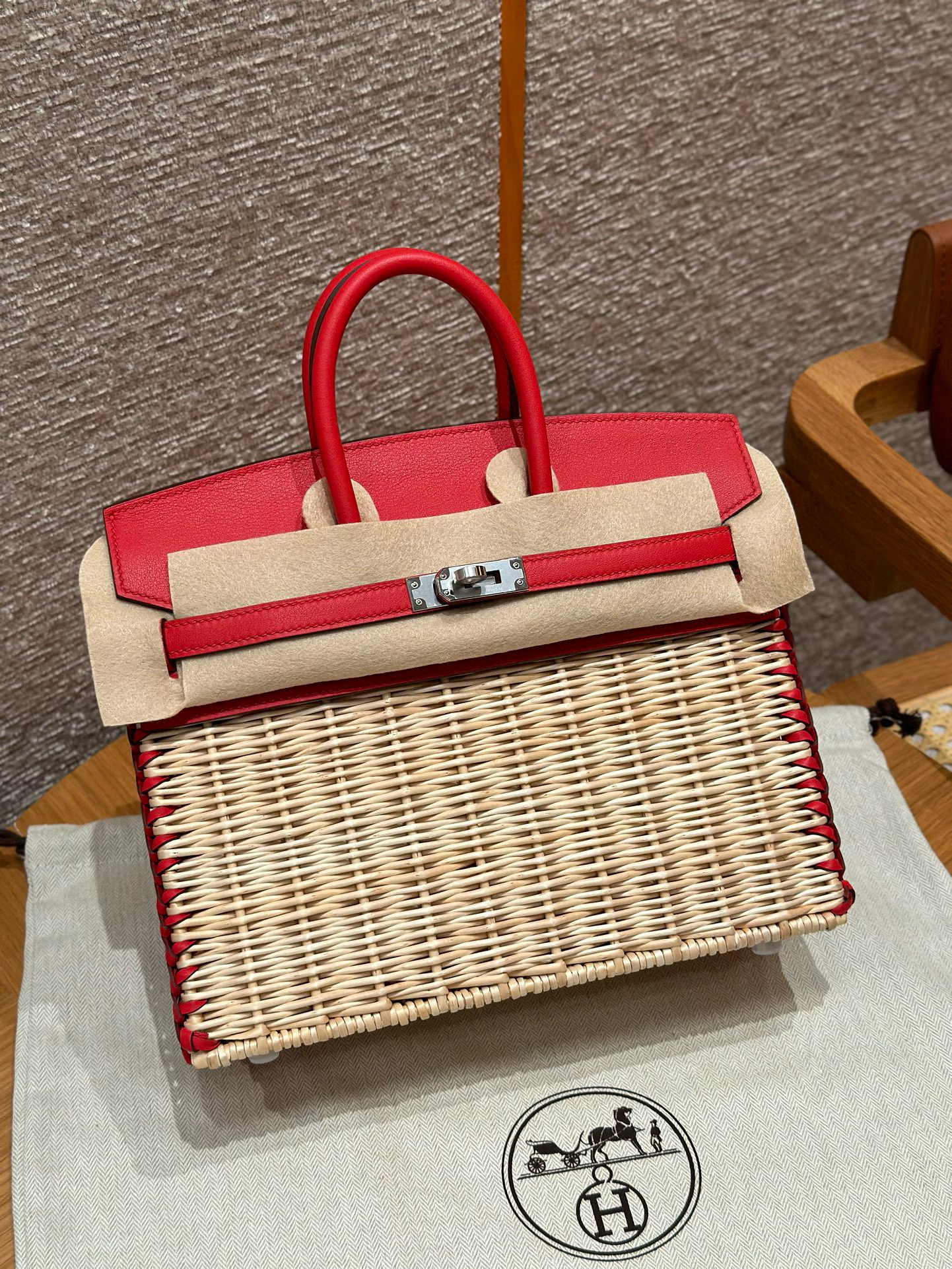 에르메스 Hermes Birkin Picnic 25cm Swift Q5 Rouge casaque/silver