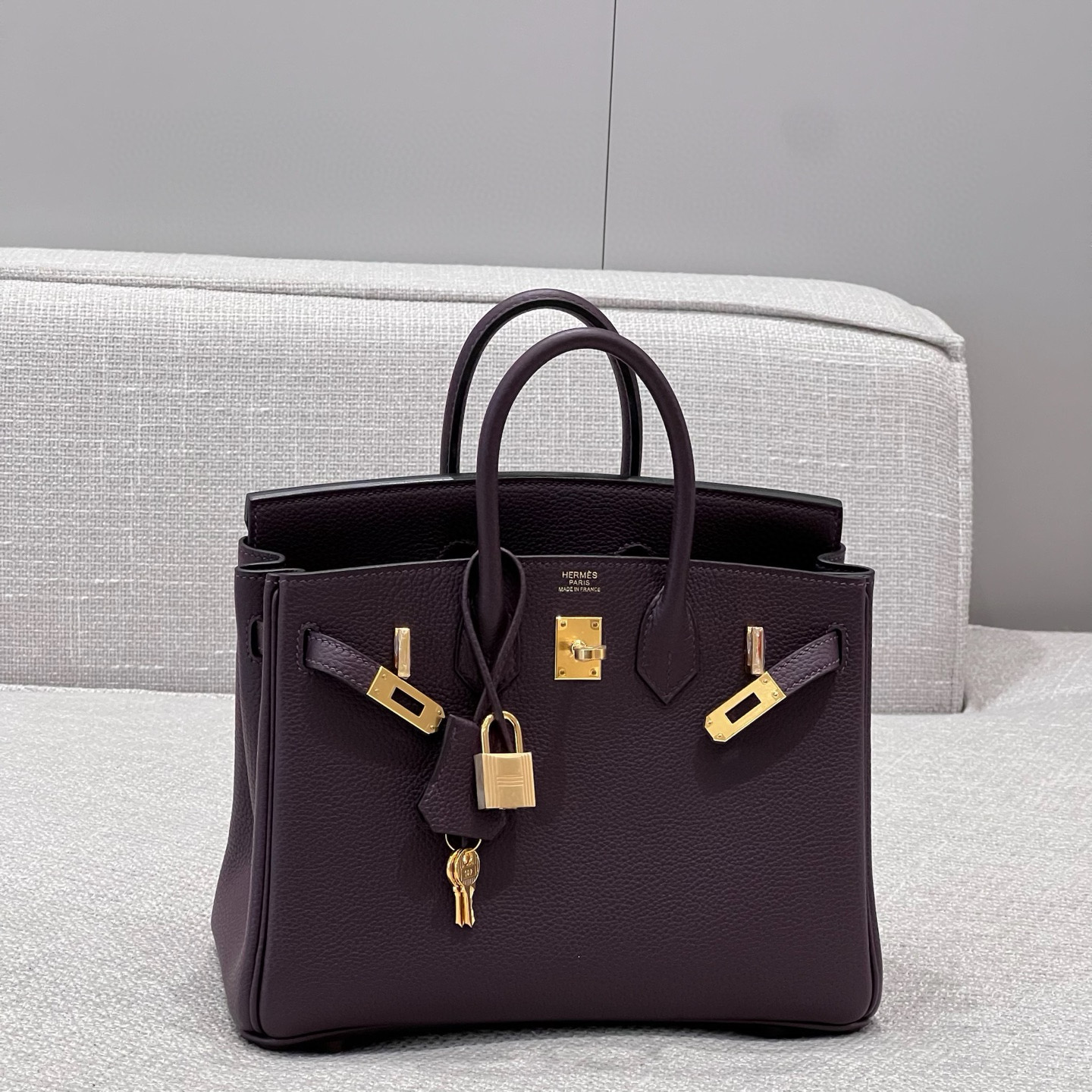 에르메스 Hermes Brikin 25cm Germany Leather 59 Raisin/gold