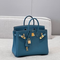 에르메스 Hermes Brikin 25cm Germany Leather 75 Blue Jean/gold