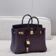 에르메스 Hermes Brikin 25cm Togo and Alligator 57 Raisin/gold