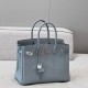 에르메스 Hermes Brikin 30cm Togo J7 Blue Lin and D0 Beige de Weimar/silver