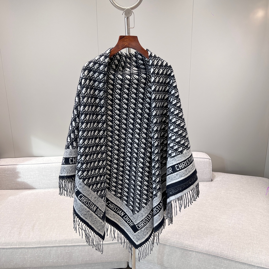 디올 Dior Oblique Wool Angora Blanket Marine Blue 01CDO140I100_C540 140x140CM