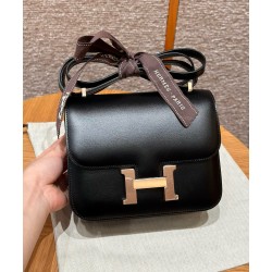에르메스 Hermes Constance 19cm Box 89 Noir/Rose gold