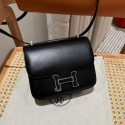 에르메스 Hermes Constance 19cm Box 89 Noir/silver