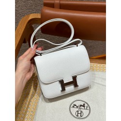 에르메스 Hermes Constance 19cm Epsom 01 Blanc/silver