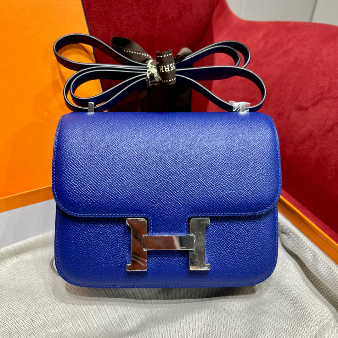에르메스 Hermes Constance 19cm Epsom 7T Blue electric/silver