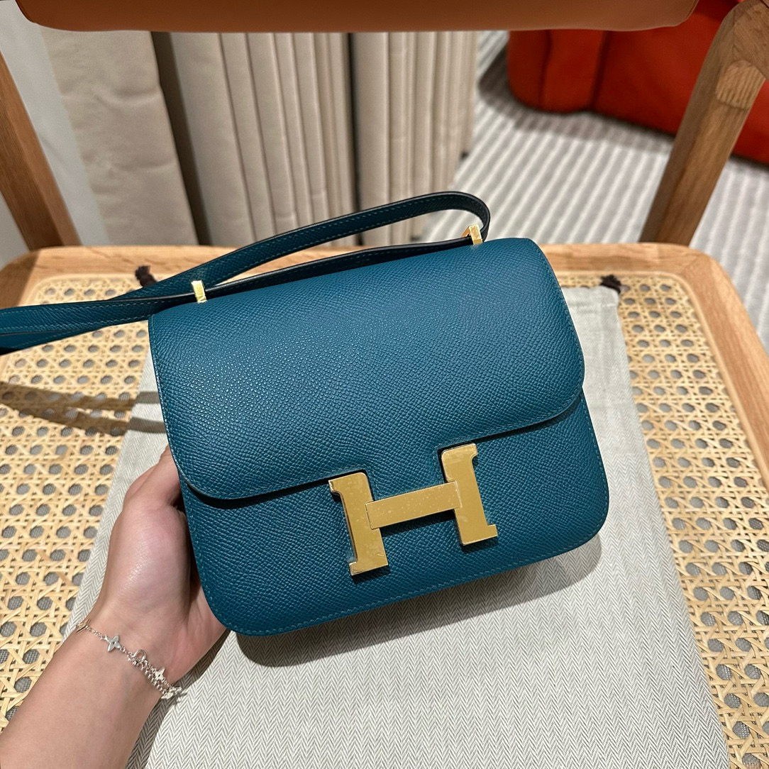 에르메스 Hermes Constance 19cm Epsom WO Vert Bosphore/gold
