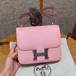 에르메스 Hermes Constance 19cm Swift 3Q Rose Sakura/silver