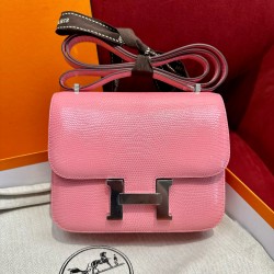 에르메스 Hermes Constance 19cm Lizard 5P Pink/silver