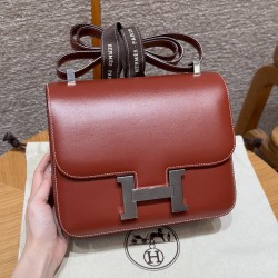에르메스 Hermes Constance 24cm Box 36 Brique/silver