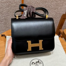 에르메스 Hermes Constance 24cm Box ck89 Noir/gold