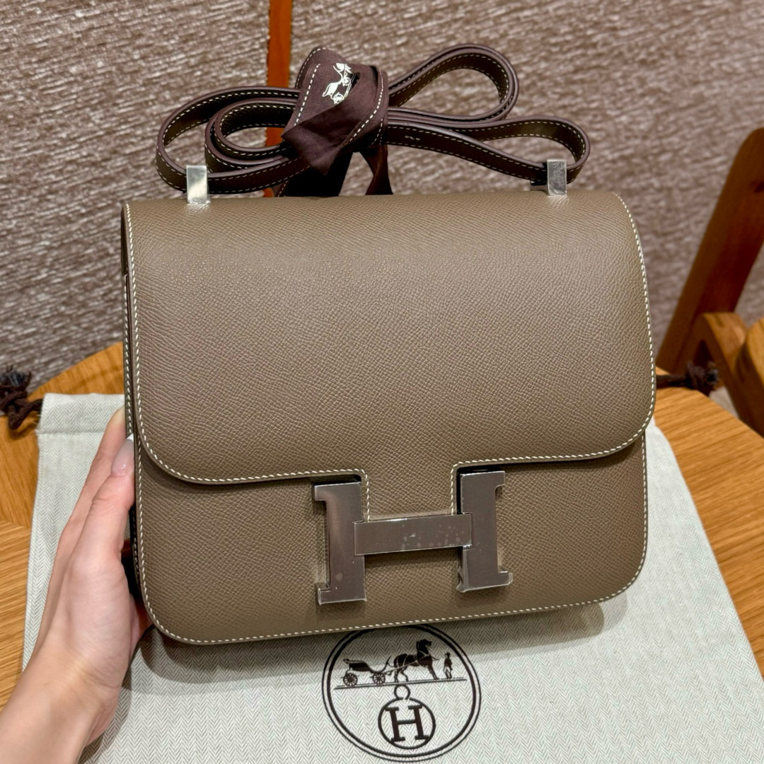 에르메스 Hermes Constance 24cm Epsom 18 Etoupe/silver