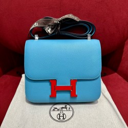에르메스 Hermes Constance 24cm Epsom P3 Blue de nord/silver