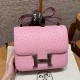 에르메스 Hermes Constance 24cm KK ostrich L4 Bubble Gum/silver