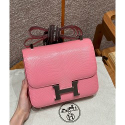 에르메스 Hermes Constance 24cm Lizard 1Q Rose confetti/silver
