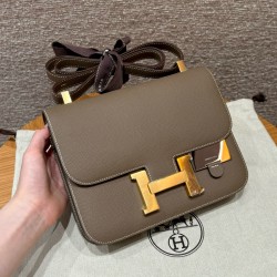 에르메스 Hermes Constance with mirror 24cm Epsom 18 Etoupe/gold