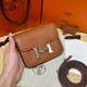 에르메스 Hermes Constance slim 12.4cm Evercolor 37 Gold/silver