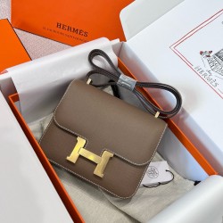 에르메스 Hermes Constance 19cm Epsom 18 Etoupe/gold