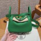 에르메스 Hermes Mini Lindy 19cm Clemence 1K Bambou/silver