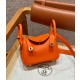 에르메스 Hermes Mini Lindy 19cm Clemence 93 Orange/gold