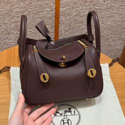 에르메스 Hermes Mini Lindy 19cm Clemence OG Rouge Sellier/gold