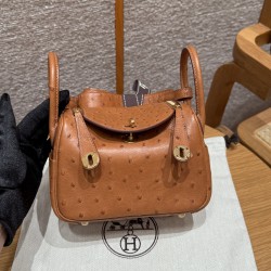 에르메스 Hermes Mini Lindy 19cm KK ostrich 37 Gold/gold