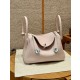 에르메스 Hermes Lindy 26cm Clemence 09 Mauve pale/silver