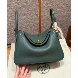 에르메스 Hermes Lindy 26cm Clemence 63 Vert Amanda/gold