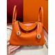 에르메스 Hermes Lindy 26cm Clemence 93 Orange/gold