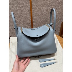 에르메스 Hermes Lindy 26cm evercolor J7 Blue Lin/gold