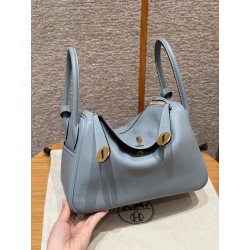 에르메스 Hermes Lindy 26cm evercolor J7 Blue Lin/gold