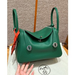 에르메스 Hermes Lindy 26cm evercolor U4 Vert vertigo/silver