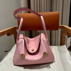 에르메스 Hermes Lindy 26cm Clemence and matt 3Q Rose Sakura/gold