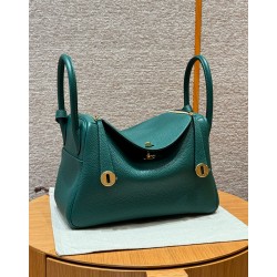 에르메스 Hermes Lindy 30cm Clemence Z6 Malachite/gold